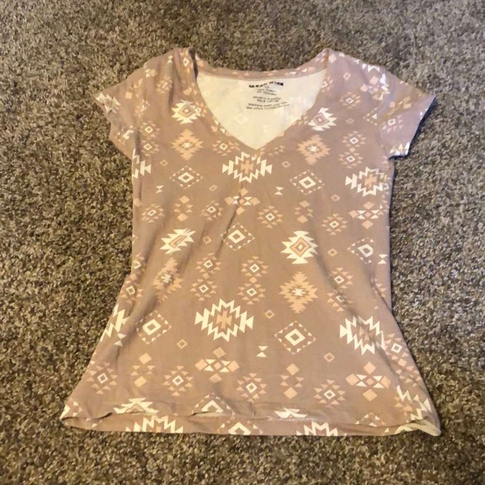 Tan/blush pink aztec v-neck